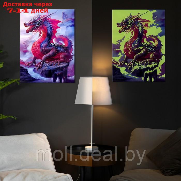 Картина по номерам со светящейся краской 40х50 "Красный дракон" (20 цветов) FHR0575 - фото 2 - id-p222698234