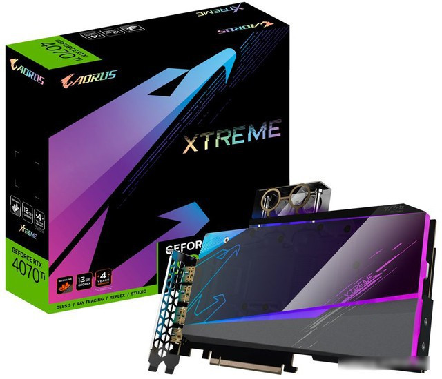 Видеокарта Gigabyte Aorus GeForce RTX 4070 Ti 12GB Xtreme Waterforce WB GV-N407TAORUSX WB-12GD - фото 2 - id-p222708797