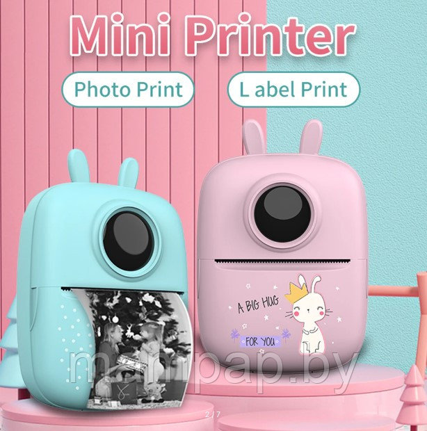 Мини принтер детский для печати/ Термопринтер с подсветкой - фото 5 - id-p222713188