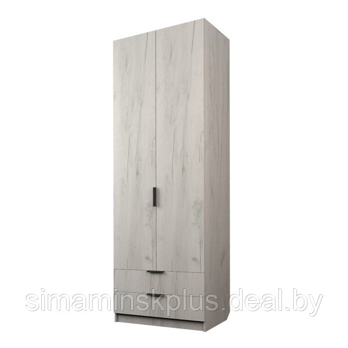 Шкаф 2-х дверный «Экон», 800×520×2300 мм, 2 ящика, штанга, цвет дуб крафт белый - фото 1 - id-p222710307