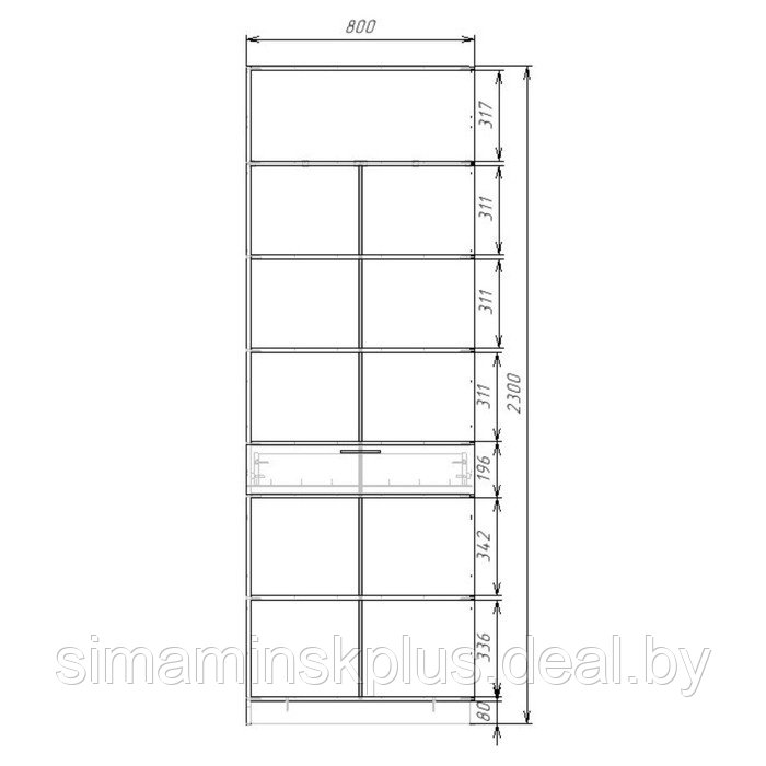 Шкаф 2-х дверный «Экон», 800×520×2300 мм, 1 ящик, полки, цвет дуб молочный - фото 3 - id-p222710314