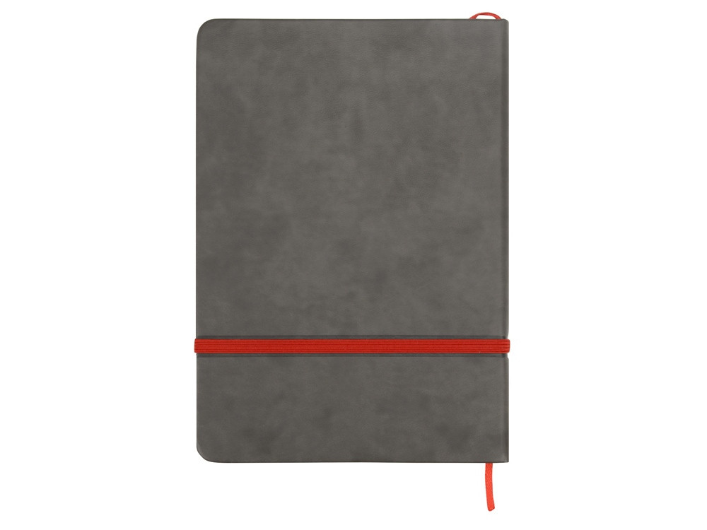 Блокнот Color линованный А5 в твердой обложке с резинкой, серый/красный - фото 4 - id-p222713635