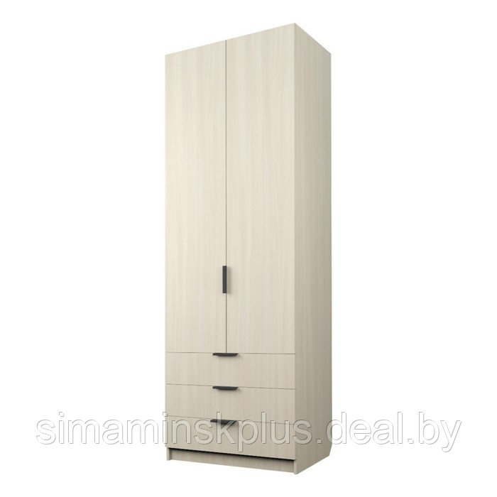 Шкаф 2-х дверный «Экон», 800×520×2300 мм, 3 ящика, штанга, цвет дуб молочный - фото 1 - id-p222710330