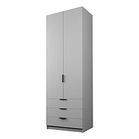 Шкаф 2-х дверный «Экон», 800×520×2300 мм, 3 ящика, штанга, цвет серый шагрень