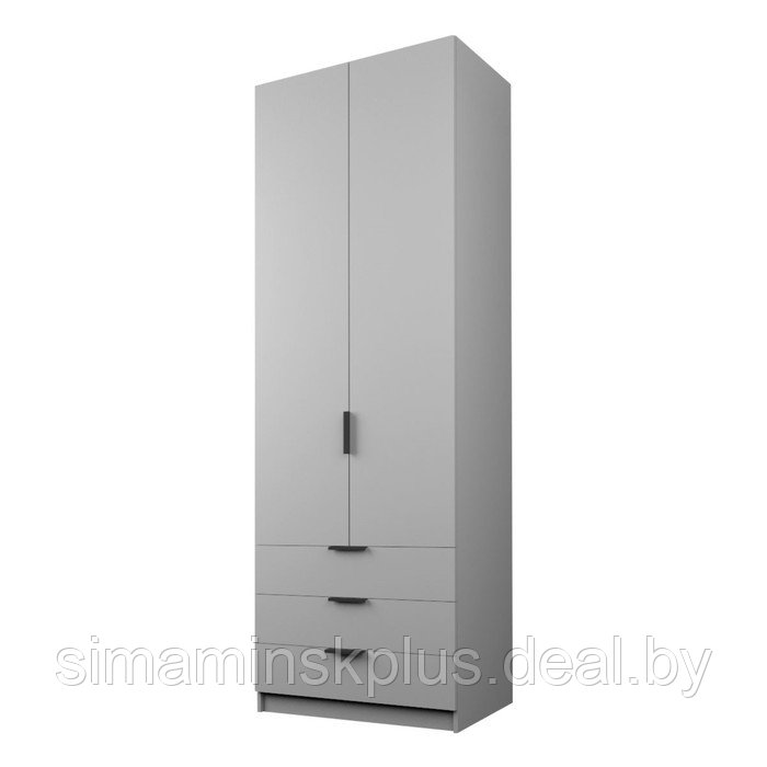 Шкаф 2-х дверный «Экон», 800×520×2300 мм, 3 ящика, штанга, цвет серый шагрень - фото 1 - id-p222710332