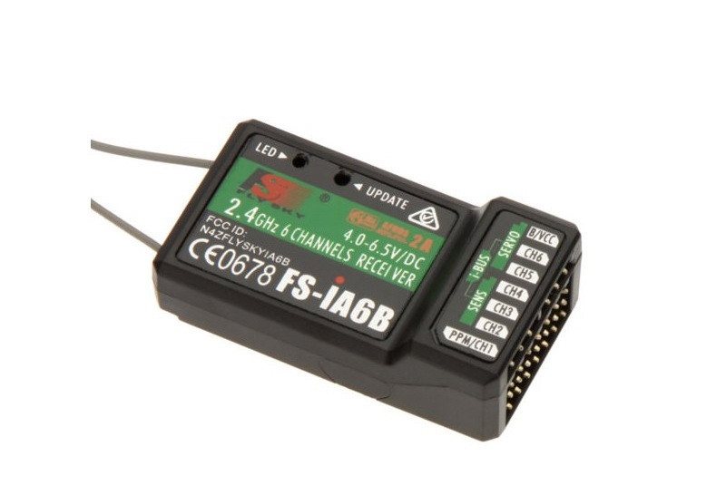 6-канальный приемник FlySky IА6B 2.4 ГГц (для i4, i6, i10, питание 4 - 8.4 В) - фото 1 - id-p222713622