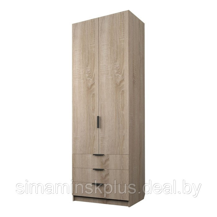 Шкаф 2-х дверный «Экон», 800×520×2300 мм, 3 ящика, полки, цвет дуб сонома - фото 1 - id-p222710342