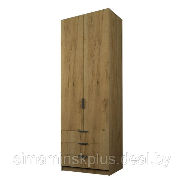 Шкаф 2-х дверный «Экон», 800×520×2300 мм, 3 ящика, штанга, цвет дуб крафт золотой - фото 1 - id-p222710355