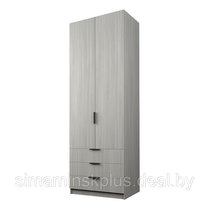 Шкаф 2-х дверный «Экон», 800×520×2300 мм, 3 ящика, штанга и полки, цвет ясень шимо светлый - фото 1 - id-p222710367
