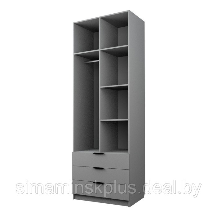 Шкаф 2-х дверный «Экон», 800×520×2300 мм, 3 ящика, штанга и полки, цвет серый шагрень - фото 2 - id-p222710374