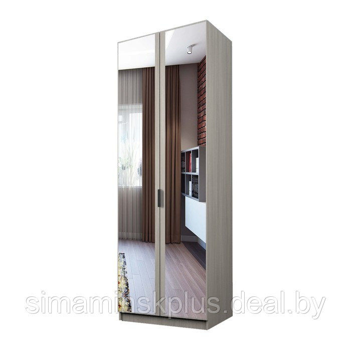 Шкаф 2-х дверный «Экон», 800×520×2300 мм, зеркало, штанга, цвет ясень шимо светлый - фото 1 - id-p222710375