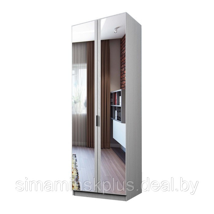 Шкаф 2-х дверный «Экон», 800×520×2300 мм, зеркало, штанга, цвет ясень анкор светлый - фото 1 - id-p222710378