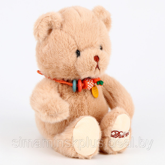 Мягкая игрушка "Медведь" с ожерельем, 20 см, цвет бежевый - фото 2 - id-p222715879