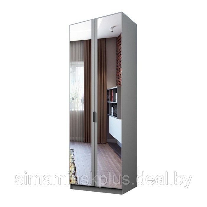 Шкаф 2-х дверный «Экон», 800×520×2300 мм, зеркало, штанга, цвет серый шагрень - фото 1 - id-p222710382