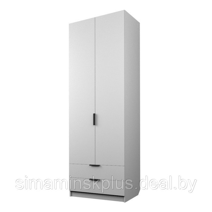 Шкаф 2-х дверный «Экон», 800×520×2300 мм, 2 ящика, штанга и полки, цвет белый - фото 1 - id-p222710383