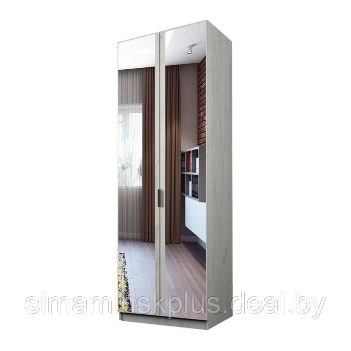 Шкаф 2-х дверный «Экон», 800×520×2300 мм, зеркало, штанга, цвет дуб крафт белый - фото 1 - id-p222710390