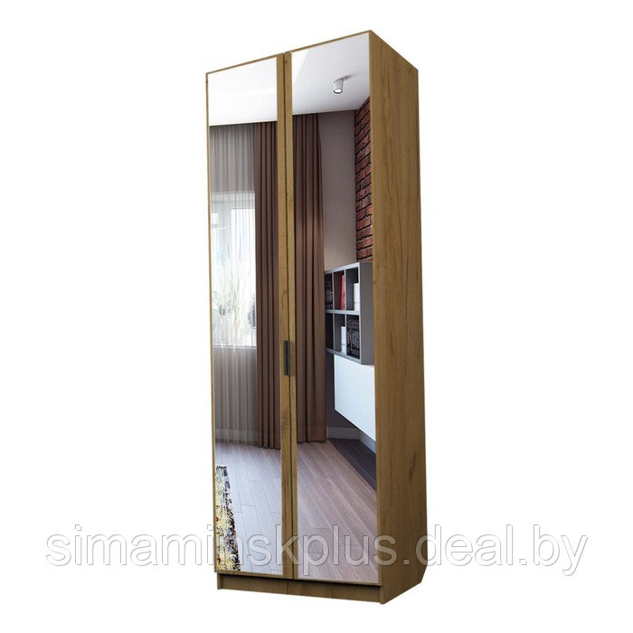 Шкаф 2-х дверный «Экон», 800×520×2300 мм, зеркало, штанга, цвет дуб крафт золотой - фото 1 - id-p222710391