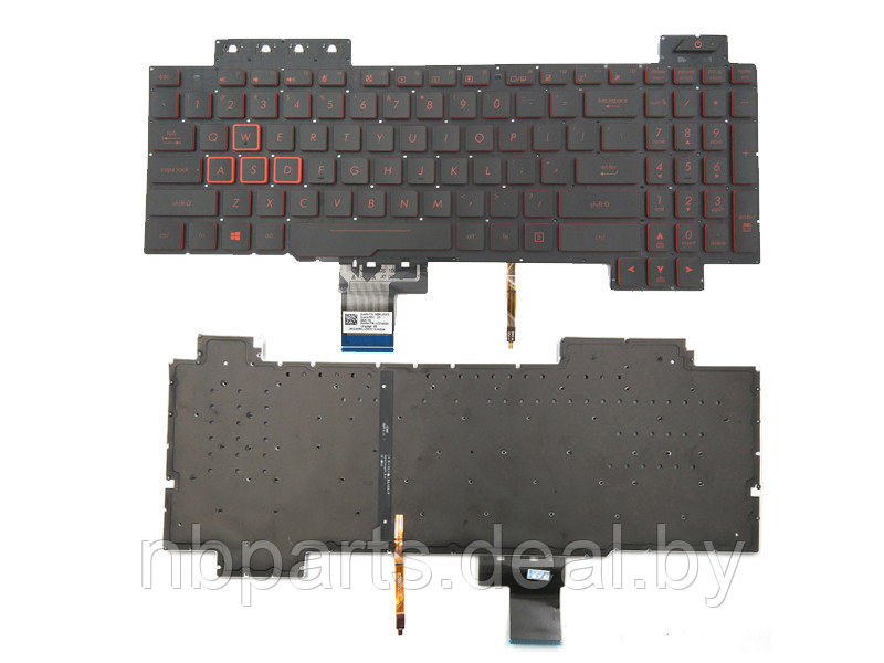 Клавиатура для ноутбука ASUS TUF Gaming FX504 FX505 FX80 чёрная, с красной подсветкой, RU - фото 1 - id-p222714462