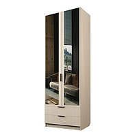 Шкаф 2-х дверный «Экон», 800×520×2300 мм, 2 ящика, зеркало, штанга, цвет дуб молочный