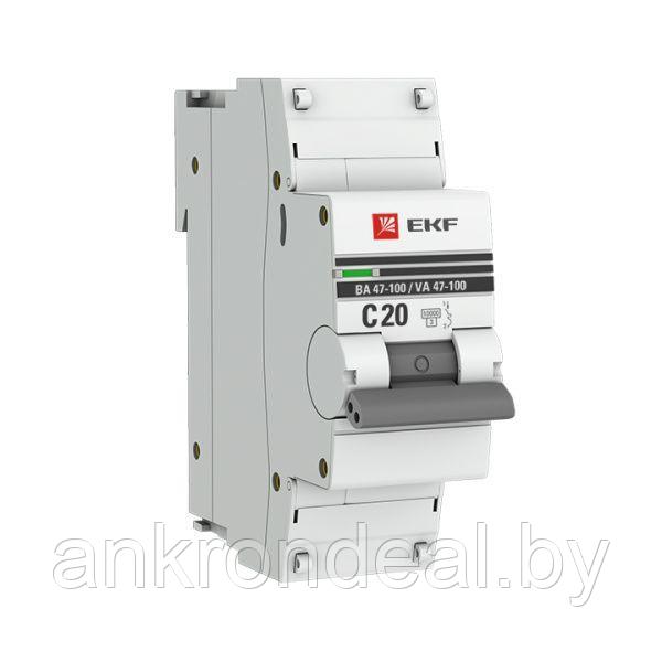 Автоматический выключатель 1P 20А (C) 10kA ВА 47-100 EKF PROxima - фото 1 - id-p222714537
