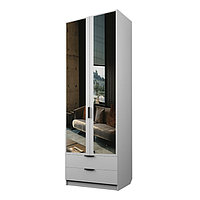 Шкаф 2-х дверный «Экон», 800×520×2300 мм, 2 ящика, зеркало, штанга, цвет белый