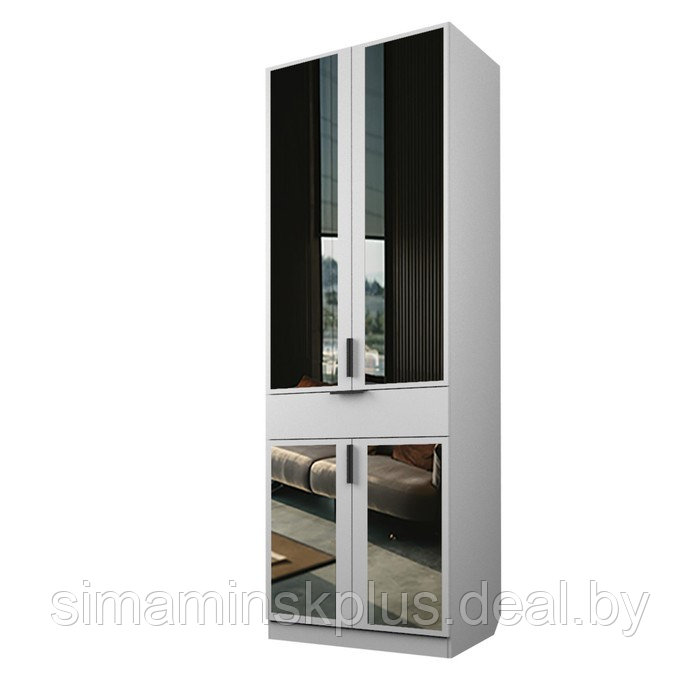 Шкаф 2-х дверный «Экон», 800×520×2300 мм, 1 ящик, зеркало, полки, цвет белый - фото 1 - id-p222710491