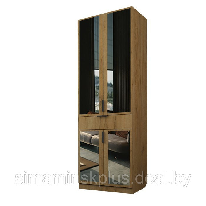 Шкаф 2-х дверный «Экон», 800×520×2300 мм, 1 ящик, зеркало, полки, цвет дуб крафт золотой - фото 1 - id-p222710493