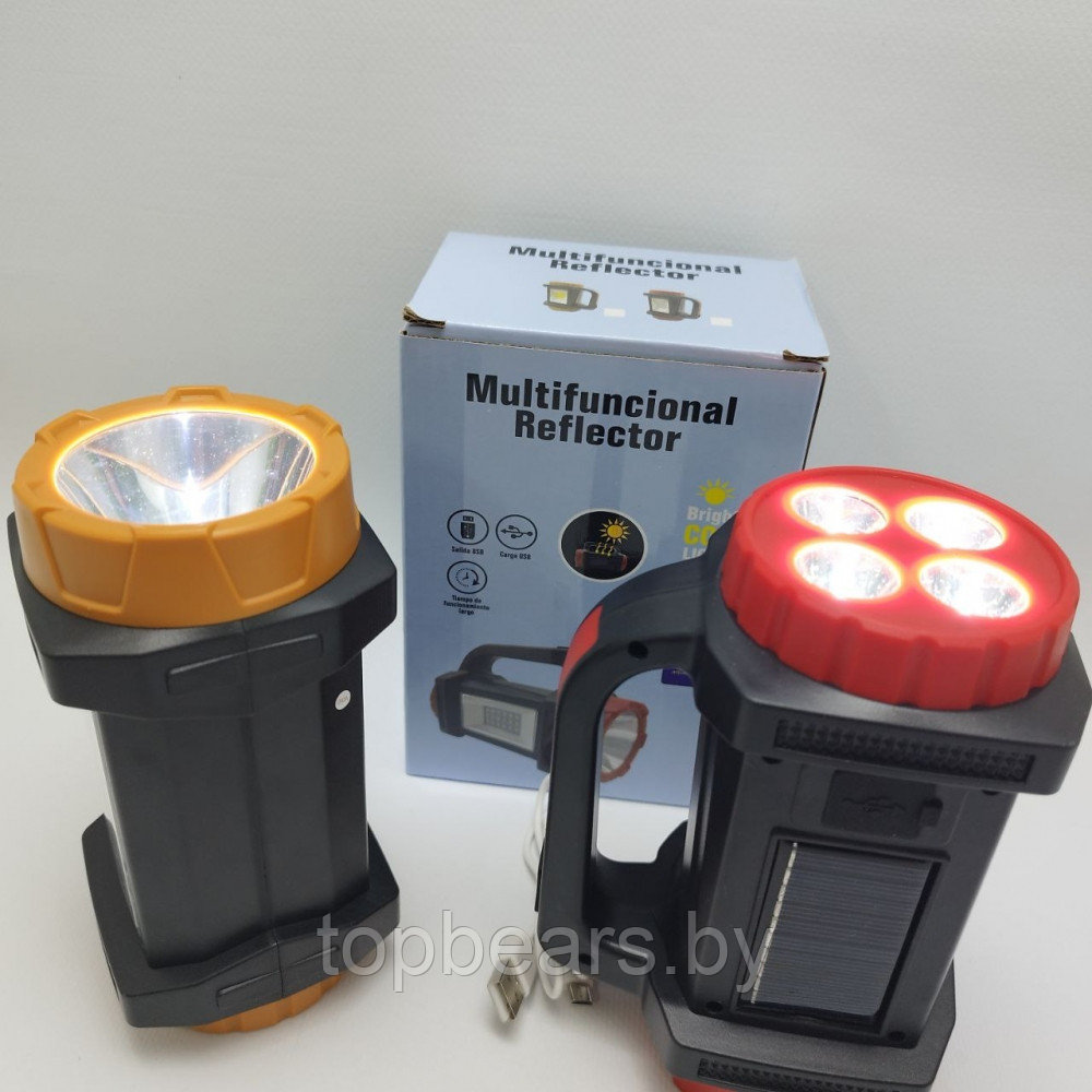 Многофункциональный кемпинговый ручной фонарь Multifuncional Reflector (USB, солнечная батарея, 3 режима - фото 5 - id-p215284310