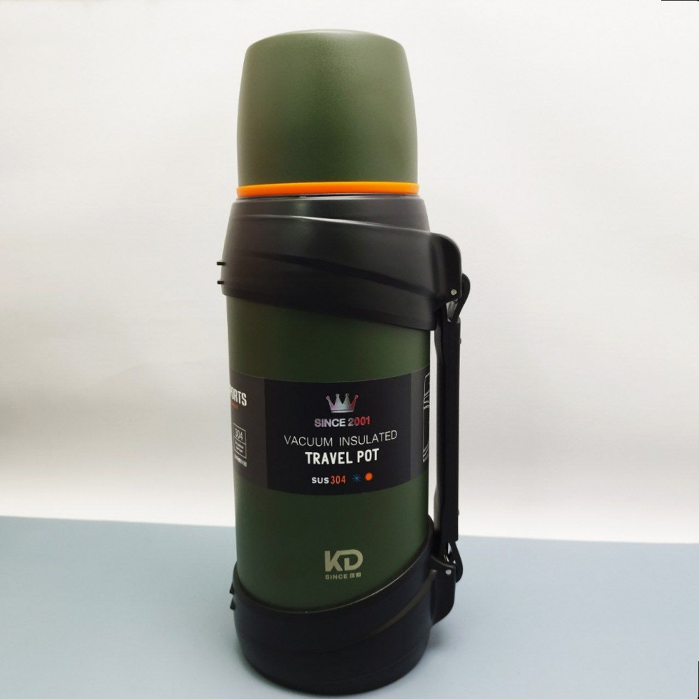 Термос вакуумный 2000 мл. Vacuum Sports из нержавеющей стали, чашка, клапан, ручка для транспортировки / Цвет - фото 10 - id-p216373031