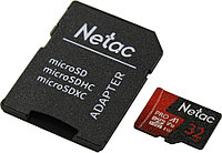 Карта памяти Netac NT02P500PRO-032G-R microSDHC Memory Card 32Gb UHS-I U1 V10 + microSD-- SD Adapter