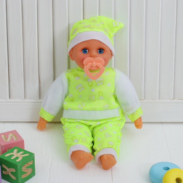 Мягкая игрушка-кукла «Пупсик», говорящая, 4 звука, с соской, цвета МИКС - фото 1 - id-p222716949