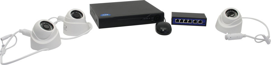 Комплект Orient NVR+3D/4M POE (1xLAN 3.5"SATA 2xUSB HDMI VGA + 3xCam PoE 256 x1440 f 2.8mm микрофон LED) - фото 1 - id-p222716651