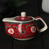 Чайник керамический заварочный с металлическим ситом «Лотос», 200 мл, цвет красный