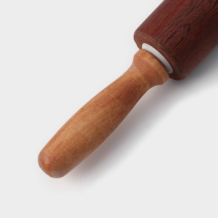 Скалка деревянная Magistro, 43×4 см, вращающаяся, с фигурными ручками, акация - фото 3 - id-p222718448