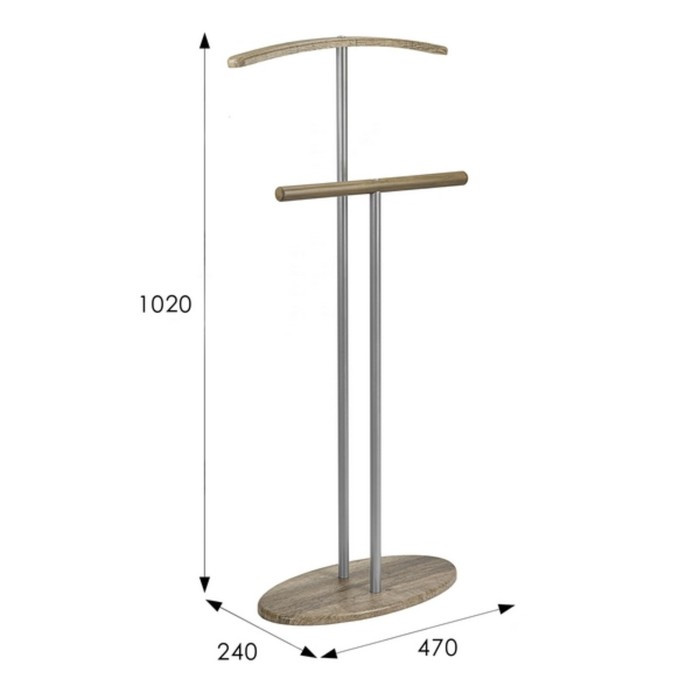 Вешалка костюмная напольная Дэви 2, 470x240x1020, металлик/дуб крымский состаренный - фото 4 - id-p222717777