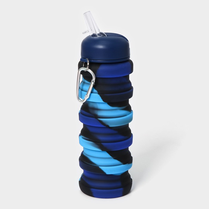 Бутылка складная 500мл 21х7х7 см, цвет синий - фото 1 - id-p222719518
