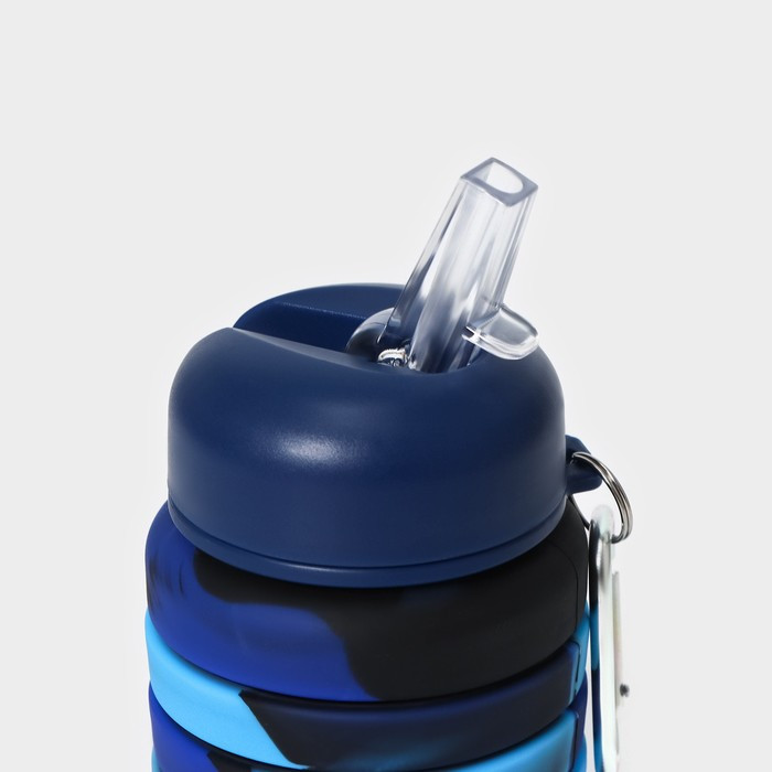 Бутылка складная 500мл 21х7х7 см, цвет синий - фото 4 - id-p222719518