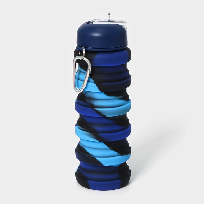 Бутылка складная 500мл 21х7х7 см, цвет синий - фото 5 - id-p222719518