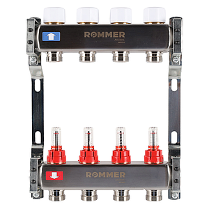 Коллектор Rommer с расходомерами, 4 выхода