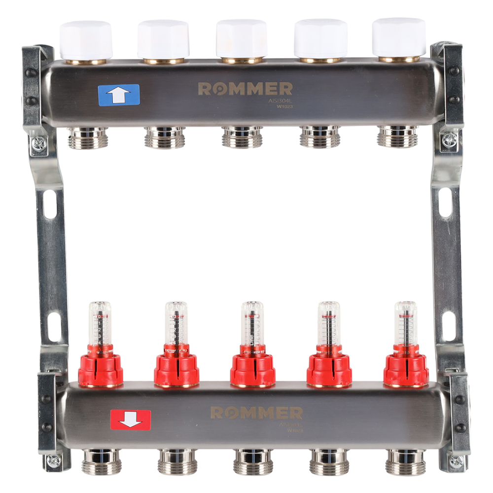 Коллектор Rommer с расходомерами, 5 выходов - фото 1 - id-p222733080
