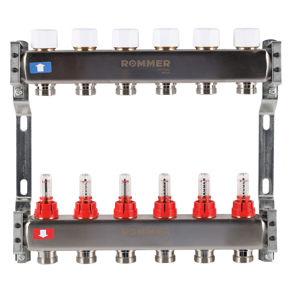 Коллектор Rommer с расходомерами, 6 выходов - фото 2 - id-p222734005