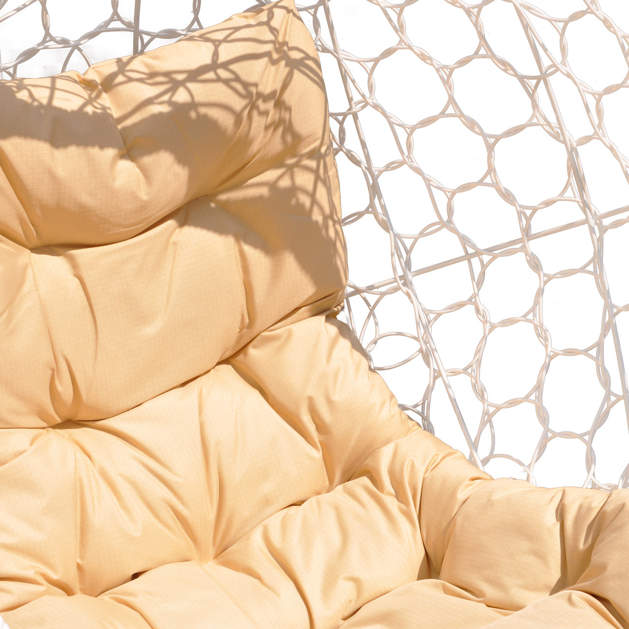 Кресло-кокон подвесное двухместное "Магна" белое с бежевой подушкой - фото 4 - id-p222740306