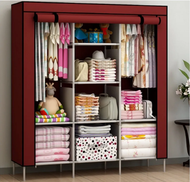 Складной каркасный тканевый шкаф Storage Wardrobe Бордовый. Супер-цена - фото 5 - id-p100743373