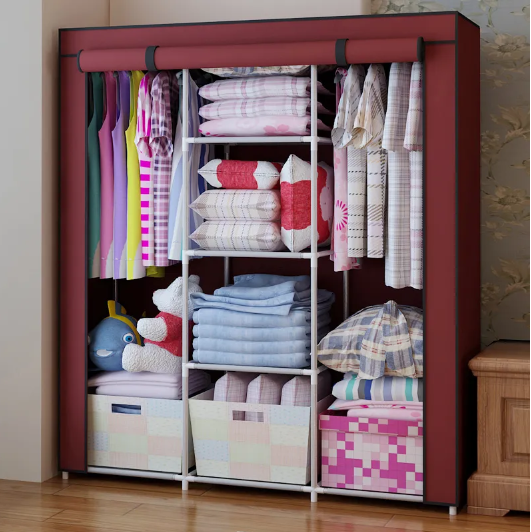 Складной каркасный тканевый шкаф Storage Wardrobe Бордовый. Супер-цена - фото 6 - id-p100743373