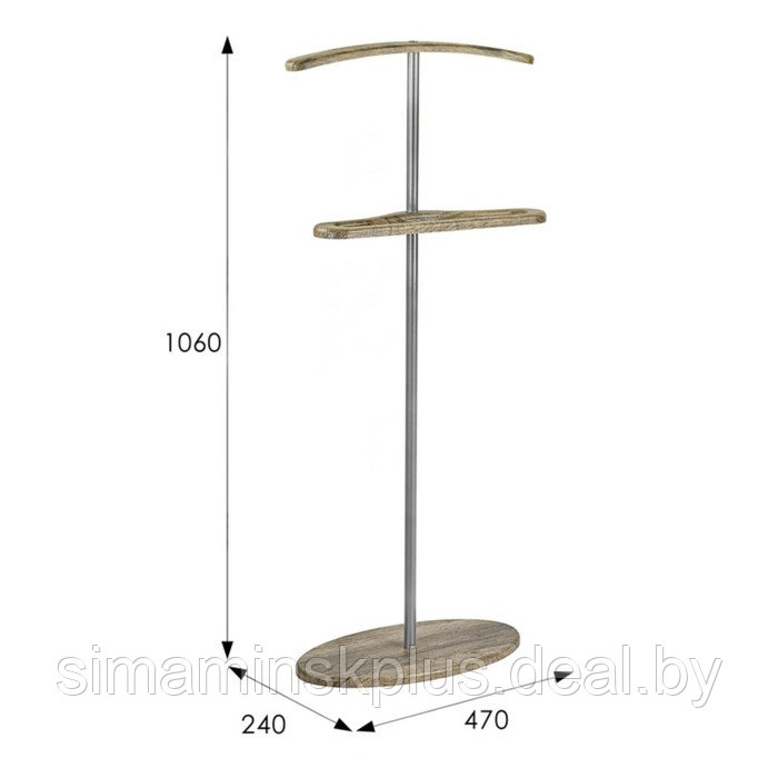 Вешалка напольная костюмная Дэви 3, 470x240x1060, металлик/дуб крымский состаренный - фото 6 - id-p222771124