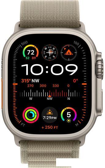 Умные часы Apple Watch Ultra 2 LTE 49 мм (титановый корпус, титановый/оливковый, текстильный ремешок - фото 3 - id-p222143221