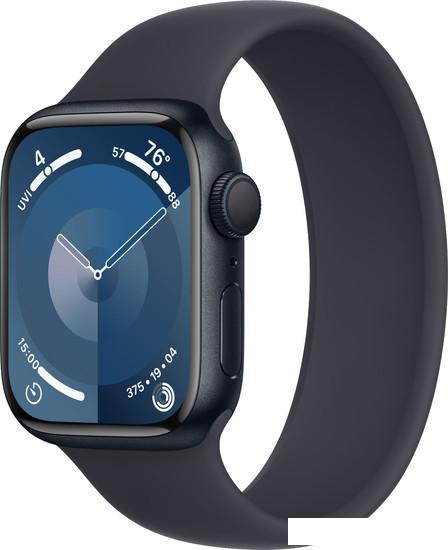 Умные часы Apple Watch Series 9 41 мм (алюминиевый корпус, полуночный/полуночный, спортивный силикон - фото 1 - id-p222143311