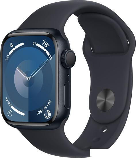 Умные часы Apple Watch Series 9 41 мм (алюминиевый корпус, полуночный/полуночный, спортивный силикон - фото 2 - id-p222143311