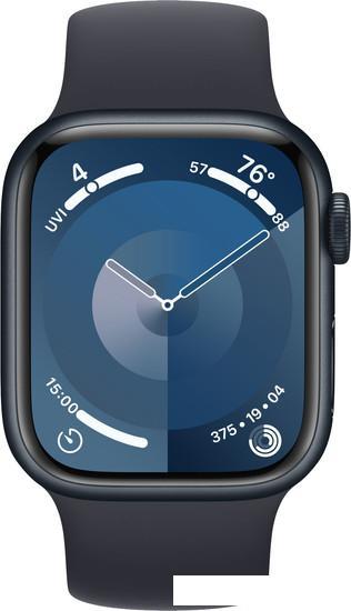 Умные часы Apple Watch Series 9 41 мм (алюминиевый корпус, полуночный/полуночный, спортивный силикон - фото 5 - id-p222143311