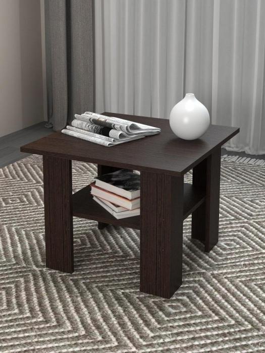 Журнальный столик NS44 коричневый деревянный кофейный чайный стол из дерева газетница с полкой в гостиную - фото 1 - id-p222629306